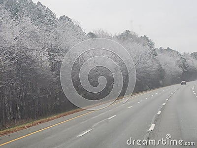 Snowy drive serine Stock Photo