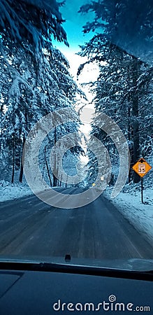 Snowy drive Stock Photo