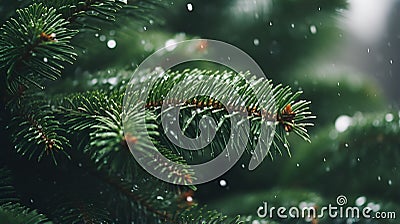 Snowy Elegance, Close Up of Christmas Tree in Crystal Water, Ideal for Holiday Themes Stock Photo