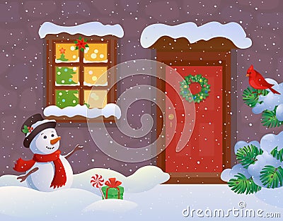 Snowy entrance Vector Illustration