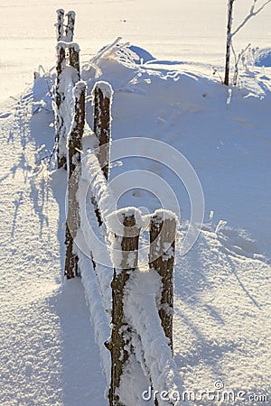 Snowy fence Stock Photo