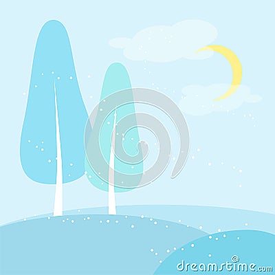 Snowy forest with birches in winter vector Vector Illustration