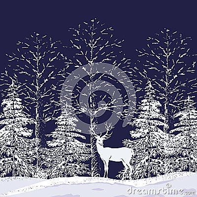 Snowy forest Vector Illustration