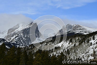 Snowy Hallett Peak in Colorado Stock Photo
