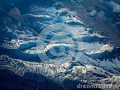 Snowy and icy Greenland from above Stock Photo