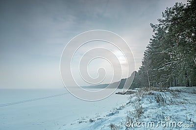 Snowy lake Stock Photo