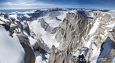 Snowy Mount Whitney Summit Panorama Stock Photo