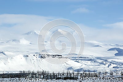 Snowy mountain landscape in Iceland Stock Photo