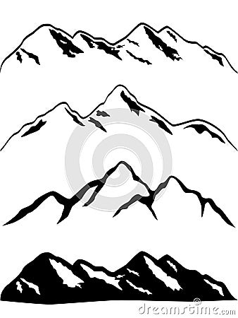 Snowy mountain peaks Vector Illustration