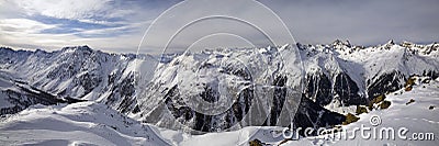 Snowy mountain range background. Stock Photo