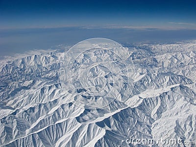 Snowy mountains aerial view Stock Photo