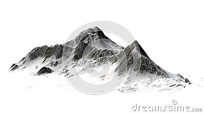 Snowy Mountains - Mountain Peak - isolated on white Background Stock Photo