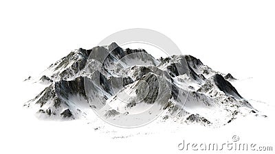 Snowy Mountains - Mountain Peak - isolated on white Background Stock Photo