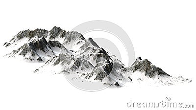 Snowy Mountains - Mountain Peak - isolated on white Background Stock Photo