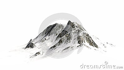 Snowy Mountains - Mountain Peak - isolated on white Background Stock Photo