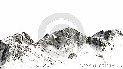 Snowy Mountains - Mountain Peak - isolated on white Background Stock Photo