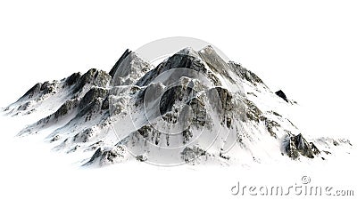 Snowy Mountains - Mountain Peak sisolated on white Background Stock Photo