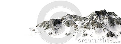 Snowy Mountains Mountain Peak - sisolated on white Background Stock Photo