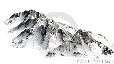 Snowy Mountains Mountain Peak - sisolated on white Background Stock Photo