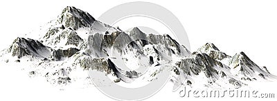 Snowy Mountains Mountain Peak - sisolated on white Background Stock Photo