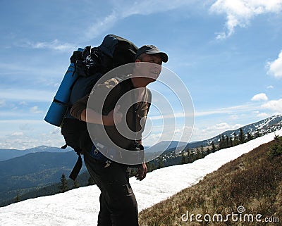 Snowy mountains in the summer Stock Photo