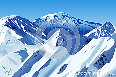 Snowy mountains Vector Illustration