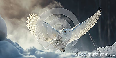 Snowy Owl Soaring. Snowy Owl in flight 03 Stock Photo