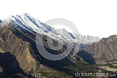 Snowy peak over white background. Stock Photo