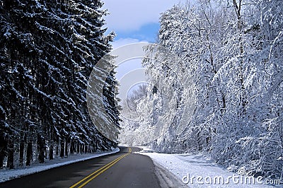 Snowy road 2 Stock Photo