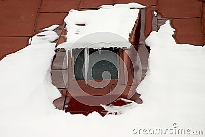 Snowy Rooftop Stock Photo