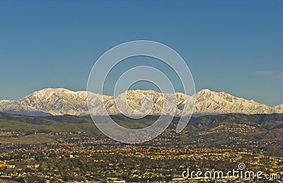 Snowy San Bernardino Mountains during Winter Stock Photo