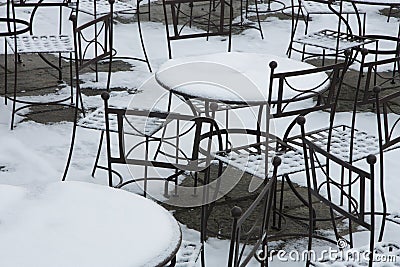 Snowy seating Stock Photo