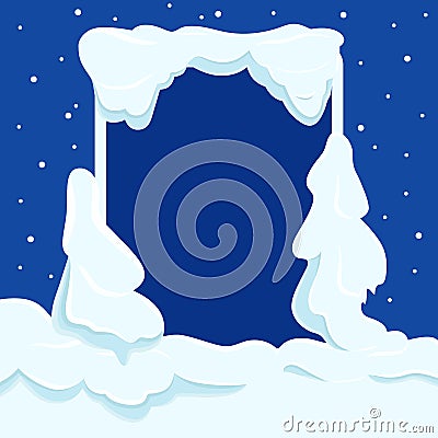 Snowy Square Frame with Copyspace Vector Template Vector Illustration