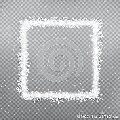 Snowy square frame winter template Vector Illustration