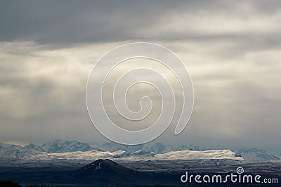 Snowy Storm in Mountains Stock Photo