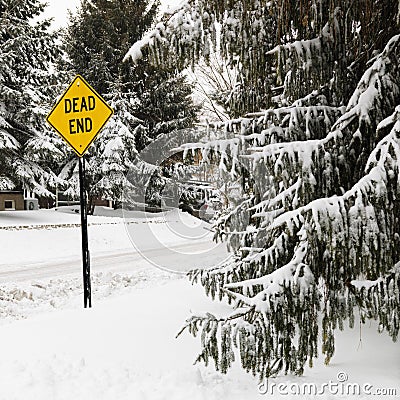 Snowy street scene. Stock Photo