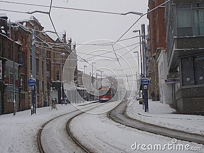 Snowy Sunday Morning in Sheffield UK Editorial Stock Photo