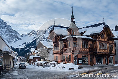 Snowy swiss winter resort Engelberg Editorial Stock Photo