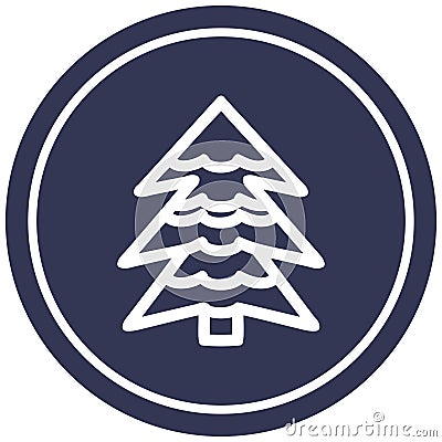 snowy tree circular icon Vector Illustration