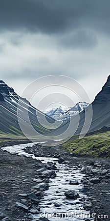 Stunning Mountain Landscape: Captivating Contrasts And Soft Color Fields Stock Photo