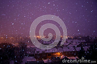 Snowy winter night Stock Photo