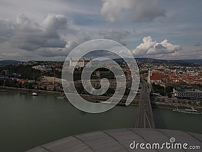 View of Bratislava from the UFO Bridge, Slovakia Stock Photo