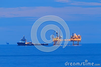 Snubbing Unit (Hydraulic Workover) on a Platform Stock Photo