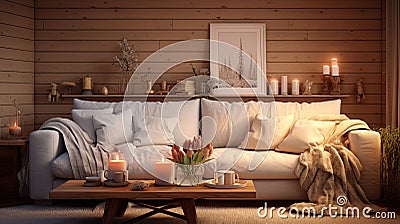 snug home cozy Cartoon Illustration