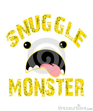 Snuggle monster graphic Cartoon Illustration