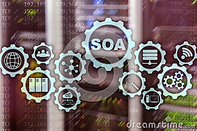 SOA. Business model and Information technology concept for Service Oriented Architecture under principle of service Stock Photo