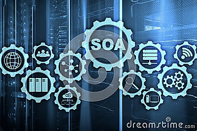 SOA. Business model and Information technology concept for Service Oriented Architecture under principle of service Stock Photo