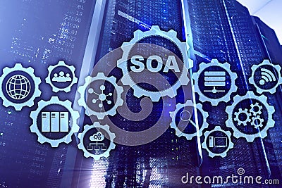 SOA. Business model and Information technology concept for Service Oriented Architecture under principle of service encapsulation Stock Photo