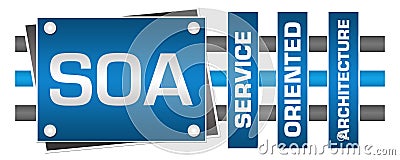 SOA - Service Oriented Architecture Blue Grey Boxes Lines Horizontal Stock Photo