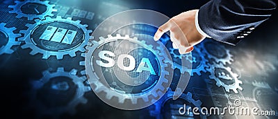 SOA. Service oriented architecture. Business model and Information technology Stock Photo